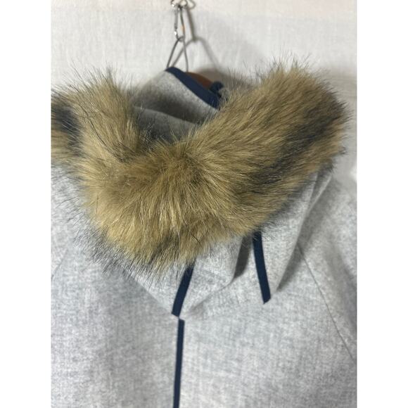 J Crew Coat 4 Gray Italian Stadium Cloth Nello Gori Wool Quilt Lined Fur Trim - Picture 12 of 14